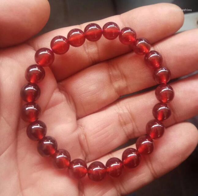 

Strand 8mm Natural Orange Red Garnet Quartz Crystal Round Beads Bracelet