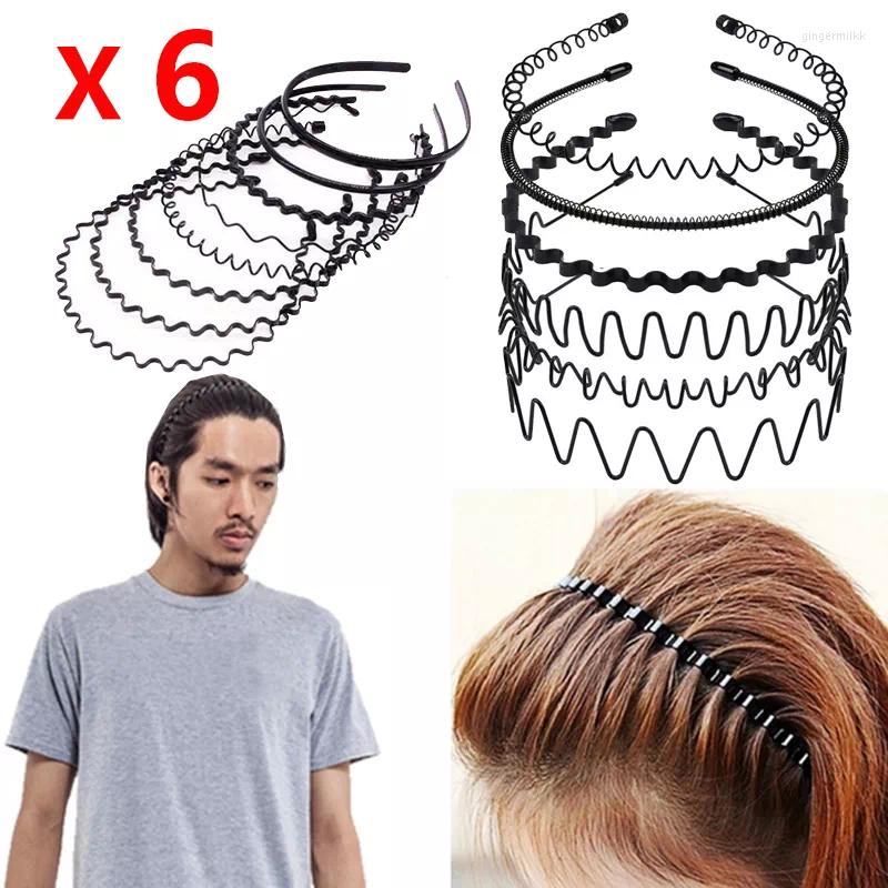 

Bandanas Fashion Black Metal Waved Style Sports Hairband Solid Color Men Women Unisex Hair Band Casual Adult Headwear For Boy