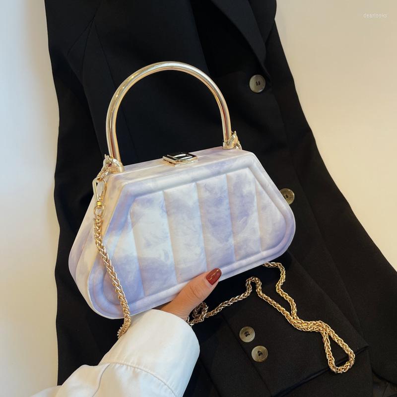 

Evening Bags Vintage Designer Shaped Box Bag Handbag Purses Women Shoulder Crossbody 2022 Fashion Metal Totes Ladies Messenger, Purple