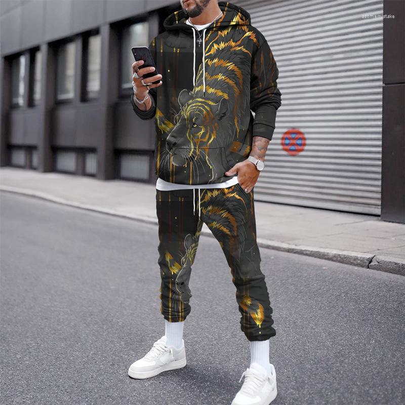 

Men' Tracksuits Golden Tiger 3d Printed Hoodie Sweatpants Male Autumn Winter Casual Sweashirts Men Tracksuit Set Fashion Men' Clothing, 3d printing-15
