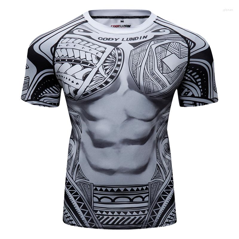 

Men's T Shirts Custom Punk Style Fashion Full Printing Fitness Short Sleeves Rash Guard Bjj Boxing Muscular Gym Shirt, Hl002
