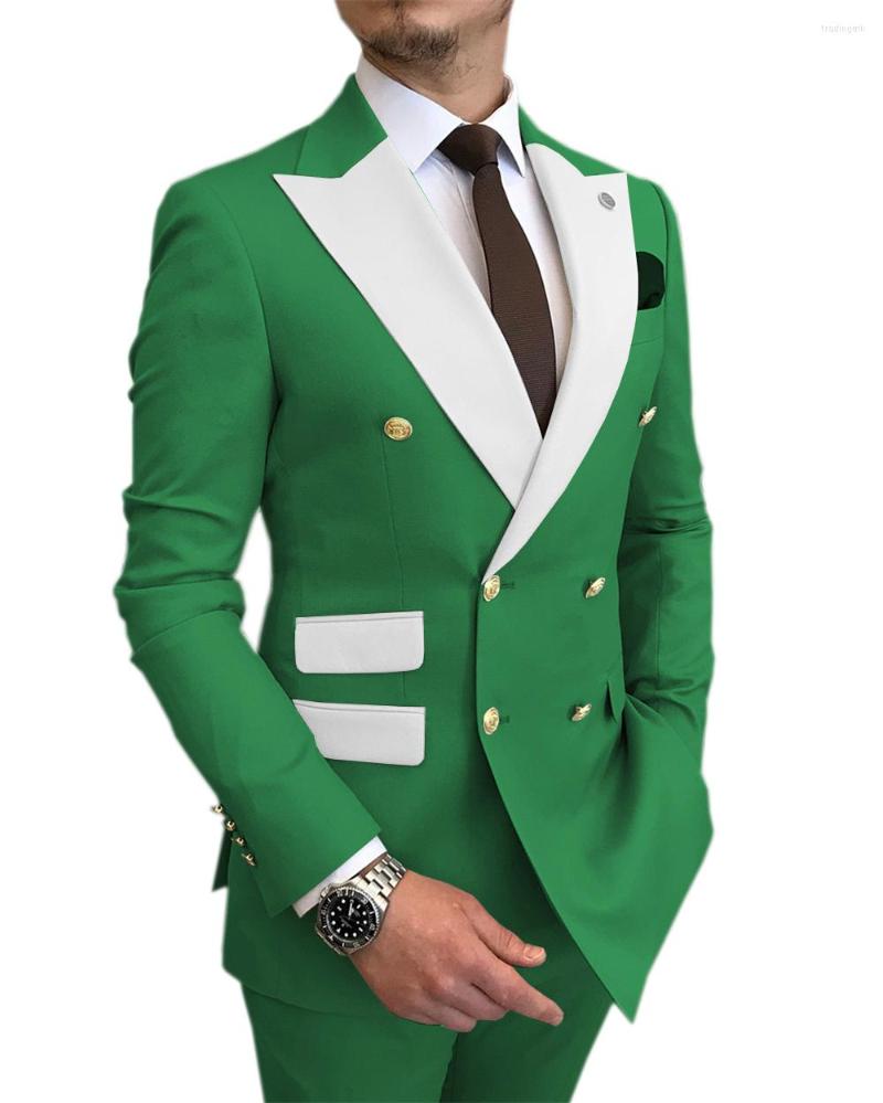 

Men's Suits 2022 Handsome Green Man Suit For Wedding Double Breasted Groom Tuxedos 2 Pieces Mens Prom Party Blazer Masculino, Black