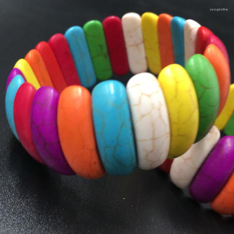 

Strand Fashion Jewelry Multicolor Howlite Beads Elastic Bracelet 7" FG5784