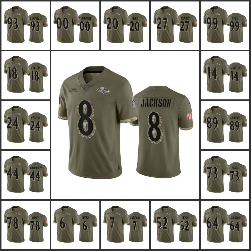 

Jerseys Baltimore''Ravens''Men #8 Lamar Jackson 89 Mark Andrews 78 Morgan Moses Custom Women Youth''NFL''Olive Salute To Service Limited Jersey, 15