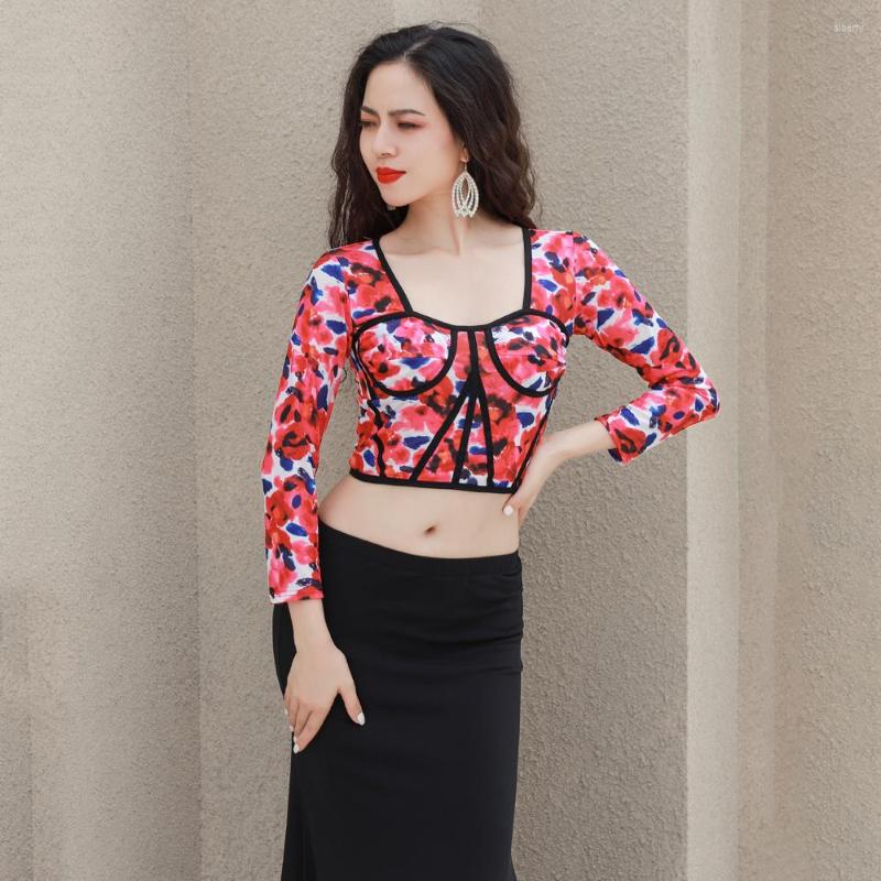

Stage Wear 2 Piece Set Women Belly Dance Costume Long Sleeve Top Sexy Fishtail Skirt Suit Summer Oriental Black