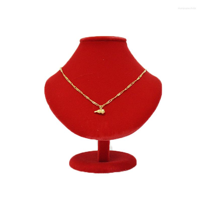 

Jewelry Pouches Gold Red Flannelette Neck Portrait 23CM Display Necklace Wedding Metal Middle Half Pendant