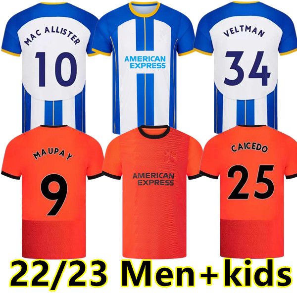 

MAUPAY Cucurella 2022 2023 Soccer Jerseys WEBSTER TROSSARD MARCH Mac Allister Mwepu CONNOLLY Moder 22 23 ALZATE Home blue Away orange men kids Football Shirt Seagull, 22/23 away