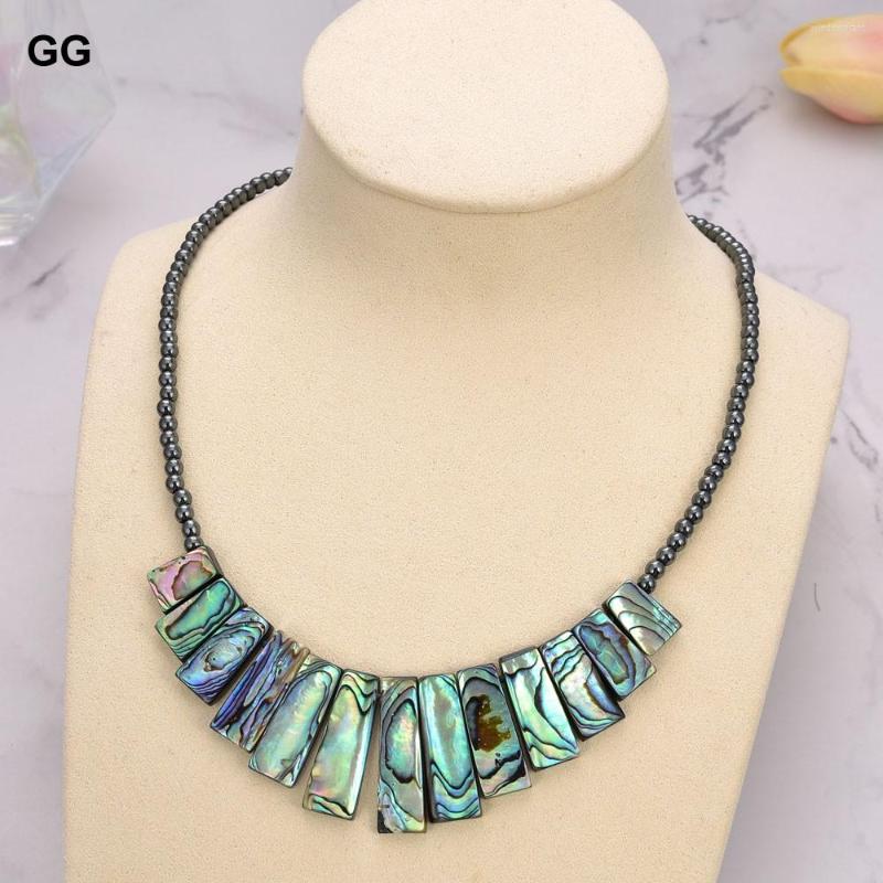 

Pendant Necklaces GuaiGuai Jewelry Paua Abalone Shell Hematite Necklace 18"