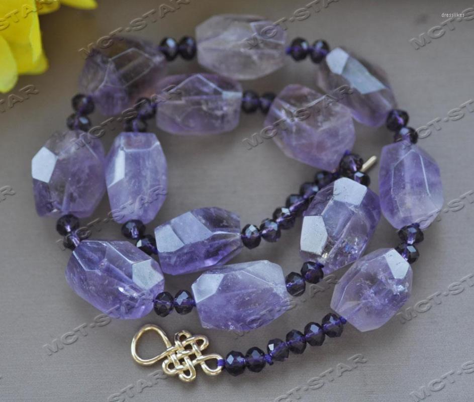 

Chains Z12377 19'' 20mm Natural Purple Baroque Faceted Amethyst Necklace