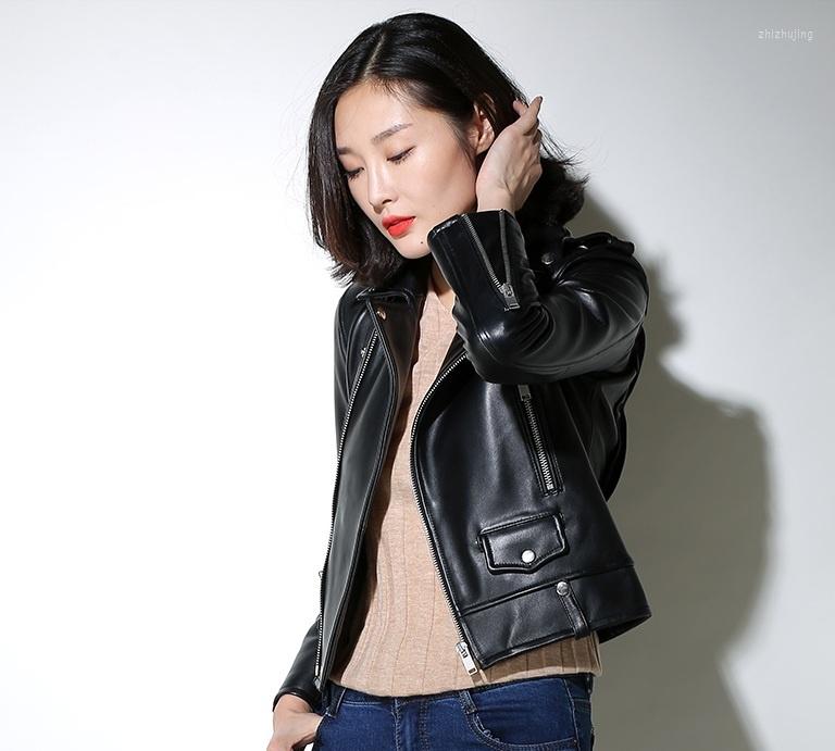 

Women's Leather Sales.woman Slim Genuine Free Jacket.fashion Motor Biker Sheepskin Coat.soft Plus Size Clothing