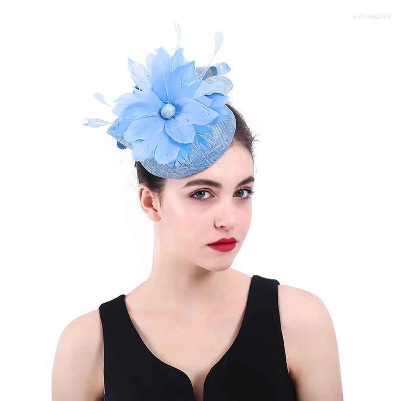 

Headpieces European American Style Fashion Ladies Feather Flower Small Hats Handmade Western Banquet Wedding Headwear