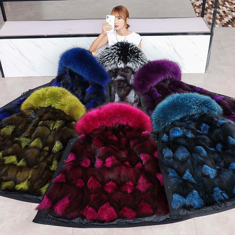 

Women's Fur 2022 Maoist Overcomes Female Middle School's Long Detachable Inner Liner Faux Coat, Red