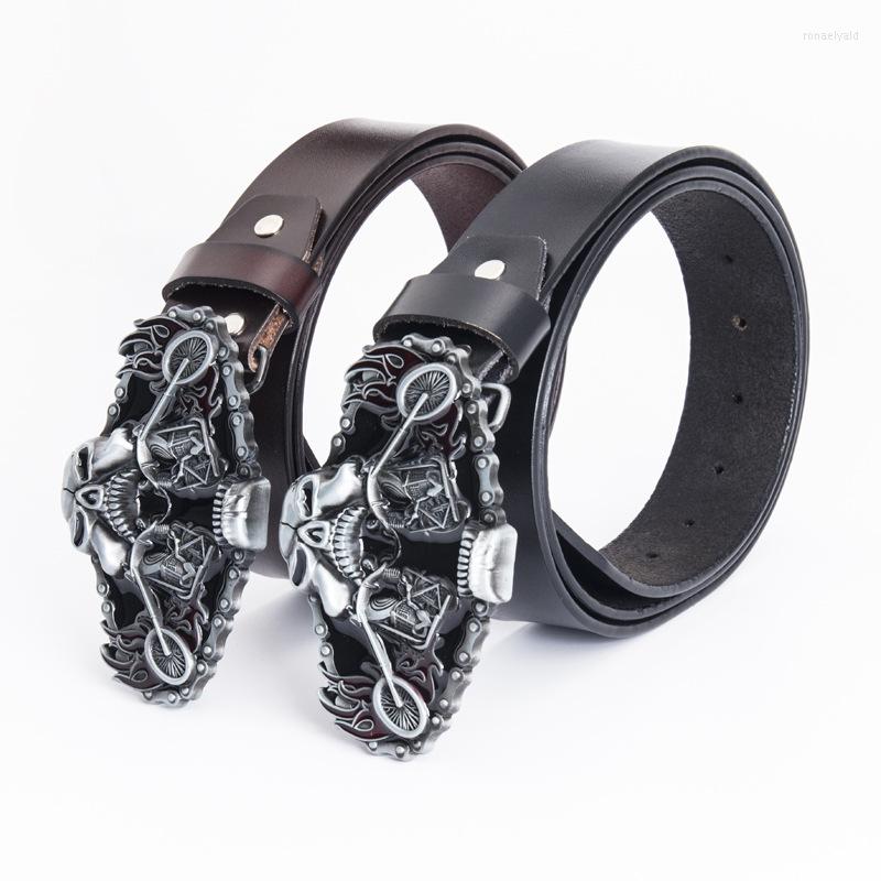 

Belts Fashionable Motorcycle Men's Women's Metal Buckles High Quality Genuine Cowhide Versatile Denim Lovers' Friends Gift, Black