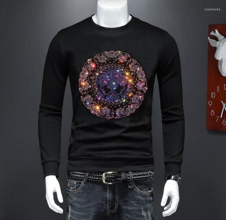 

Men' Hoodies Men' Thick Design For Winter Long Sleeve Rhinestones Men Sweatshirts Casual Cool Male High Quality, As show