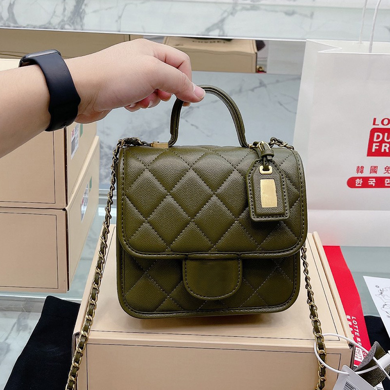 

22K Vinatge Womens Messenger Caviar Leather Quilted Bags Top Hand Totes Classic Mini Flap GHW Crossbody Shoulder Cosmetic Case Street Trends Handbags 20X19CM, Box