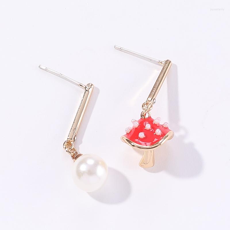 

Dangle Earrings Makersland Cute Earring For Women Irregular Red Mushroom Shape Cartoon Pearl Drop 2022 Design Trendy Ear Jewelry