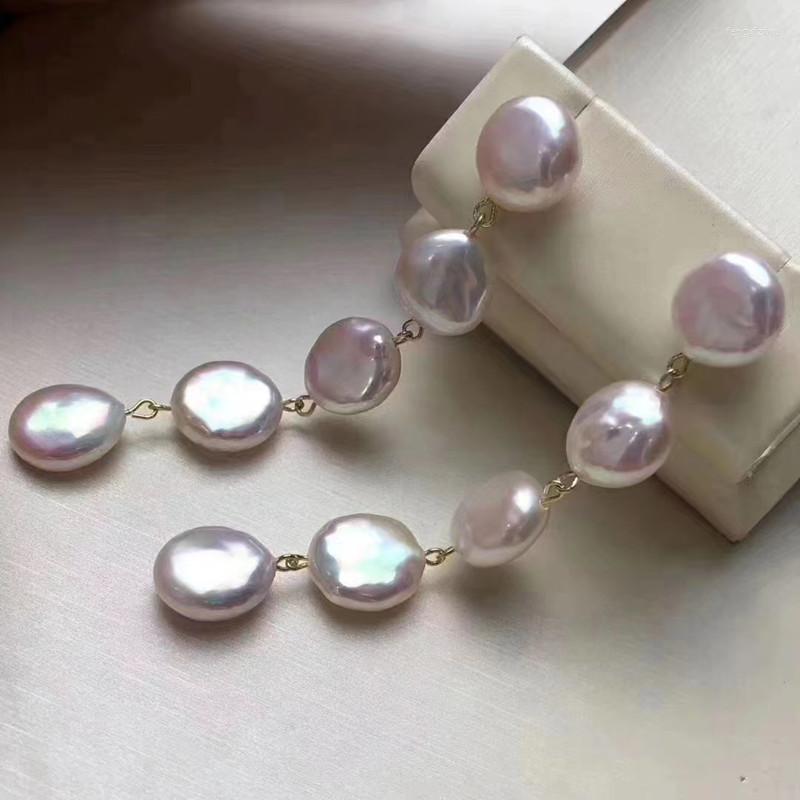 

Stud Earrings 2022 Handmade High Quality Smooth Surface Coin Shape Genuine Pearl Freshwater Cultured S925 No Allergy Dangle Earring