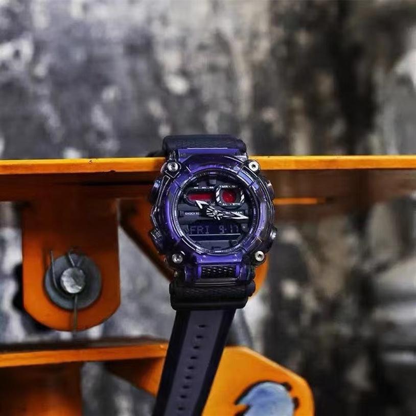 

Iced Out Watch Men's 900 Watch Sports Quartz Digital Watch LED Cold Light Dual Display World Time Full Function LED Cold Light Dua279C