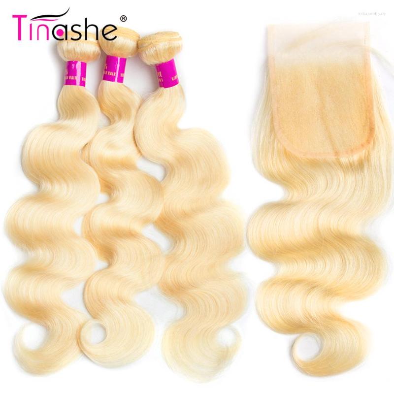 

Human Hair Bulks Tinashe 613 Bundles With Closure Brazilian Body Wave 3 Remy Blonde