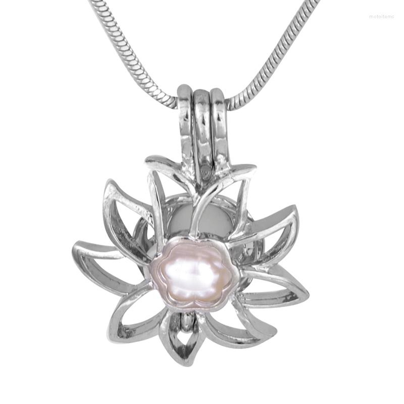 

Chains Arrival Stainless Steel Lucky Flower Pearl Cage Pendant Hollow Out Locket Charming P96
