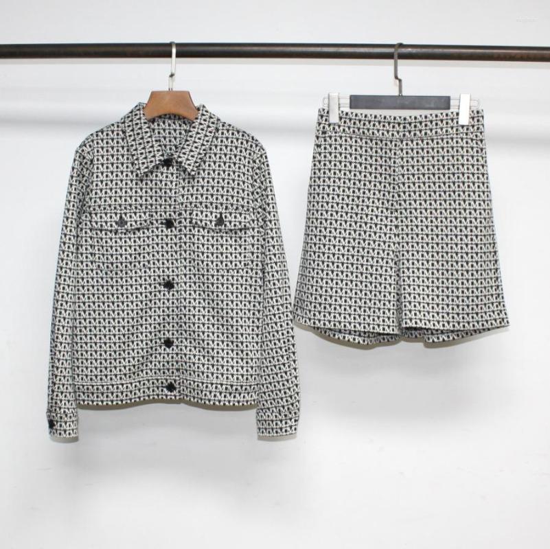 

Women' Tracksuits Women Letter Printed Coat Or High Waist Shorts Suit Lady Turn-Down Collar Casual Long Sleeve Jacket Short Pants Set