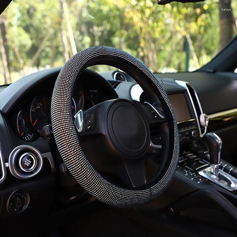

Steering Wheel Covers Fashion Bling Rhinestones Crystal Diamond Car Cover 38cm Plush Interior Accessories For Women Girls