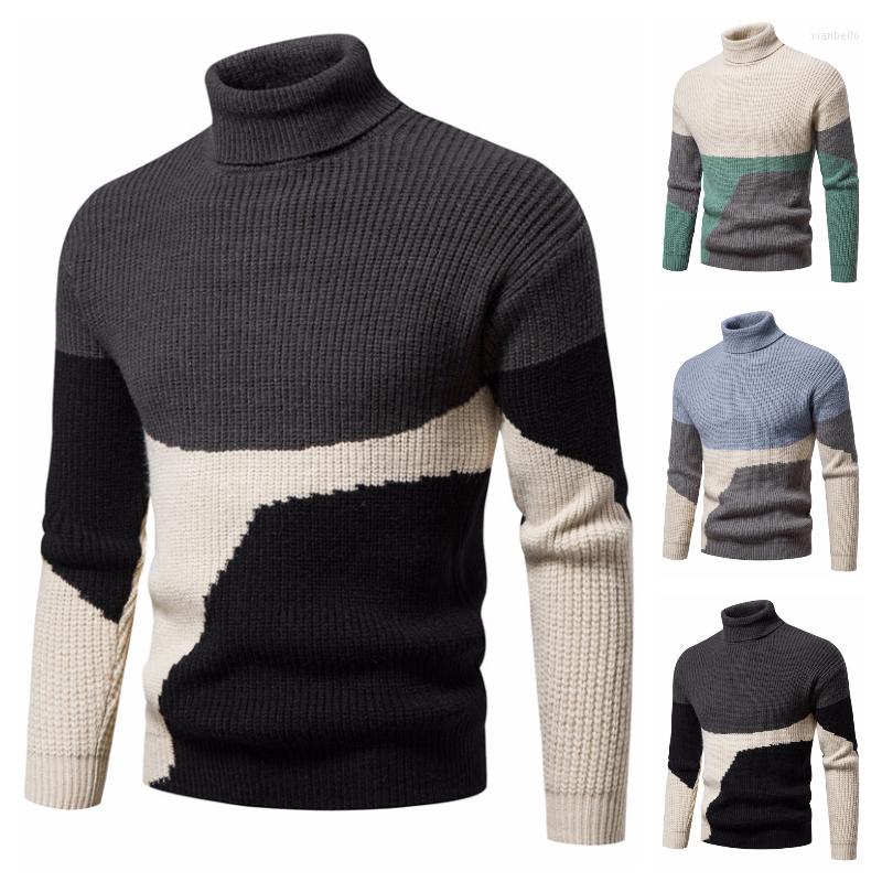 

Men's Sweaters Men's Turtleneck Jumper High Quality Print Clash Super Soft Knitted Jacket Handsome Youth Pullover Sweater, Black