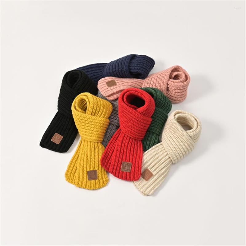 

Scarves 2023 Winter Children Scarf Colors Soft Knitting Thermal Lovely Boys Girls Outdoor Warmer Kids Solid Labelled Fashion