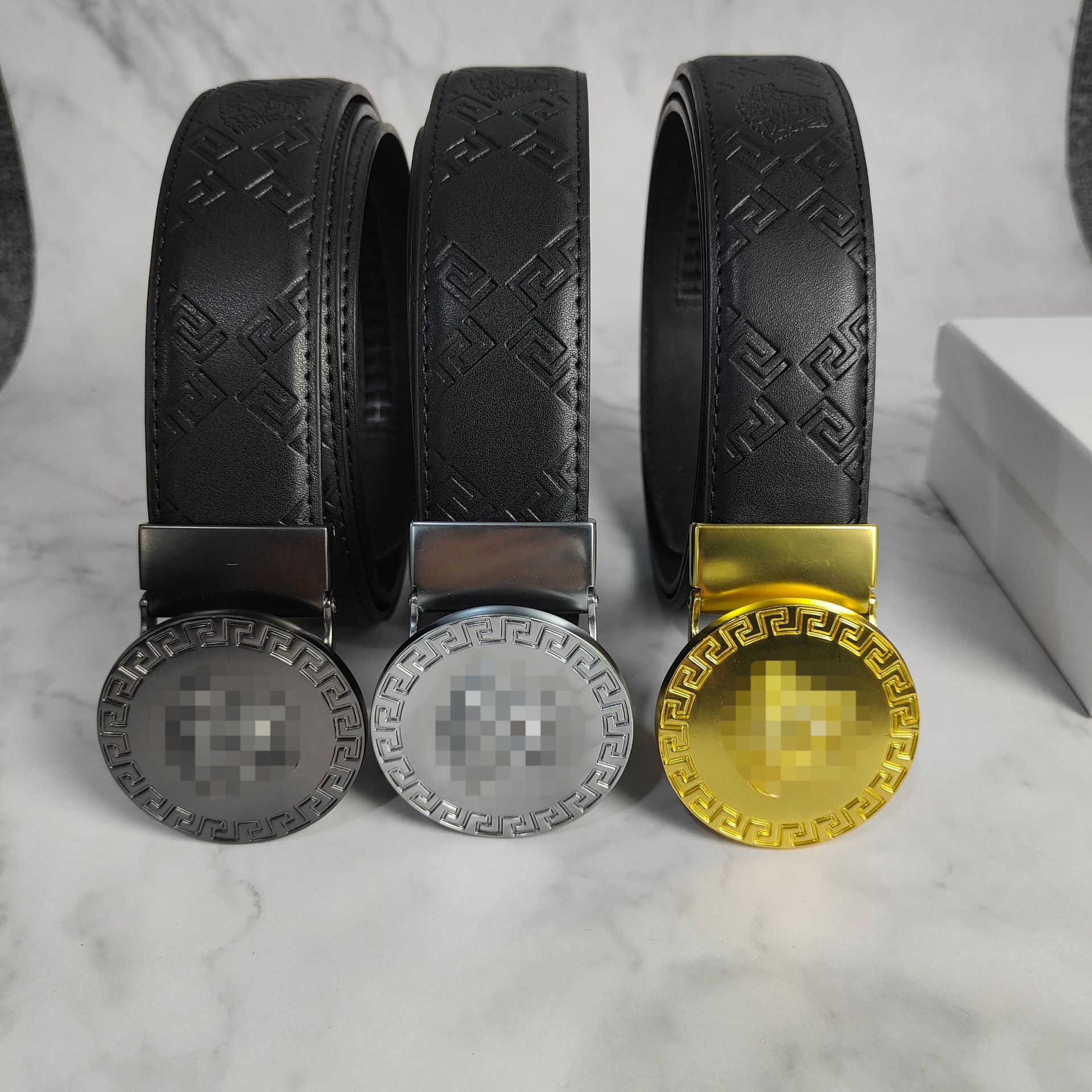 

Fashion Brand Mens Leather Belt Youth Medusa Head Automatic Buckle Business Casual Belt, As shown