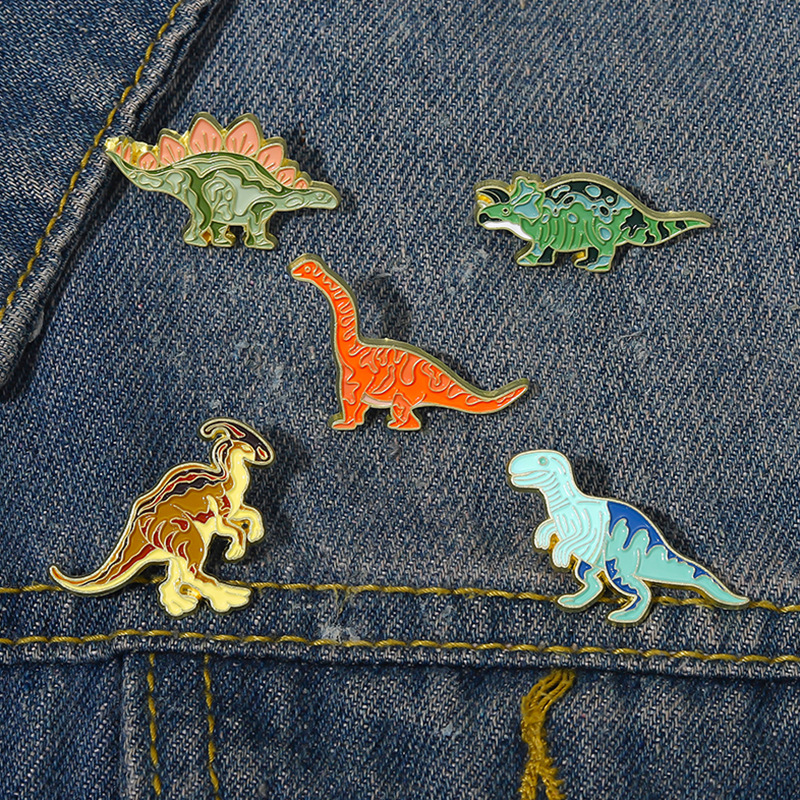 

Colorful Dino Enamel Pins Custom Jurassic Dinosaurs Brooches Lapel Badges Cartoon Animal Jewelry Gift for Kids Friends S2000, Color #1
