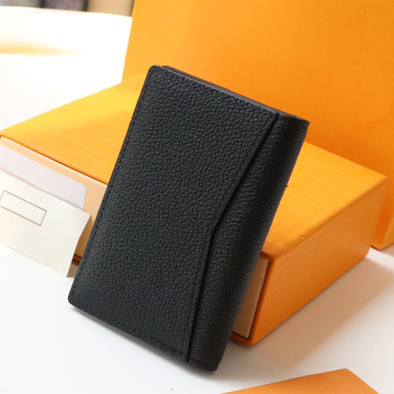 

Designer Genuine Leather Mens Card Holders Women Unisex Pocket Fashion Mini Credit Card Holder Bag Classic Coin Purse Wallet, Black