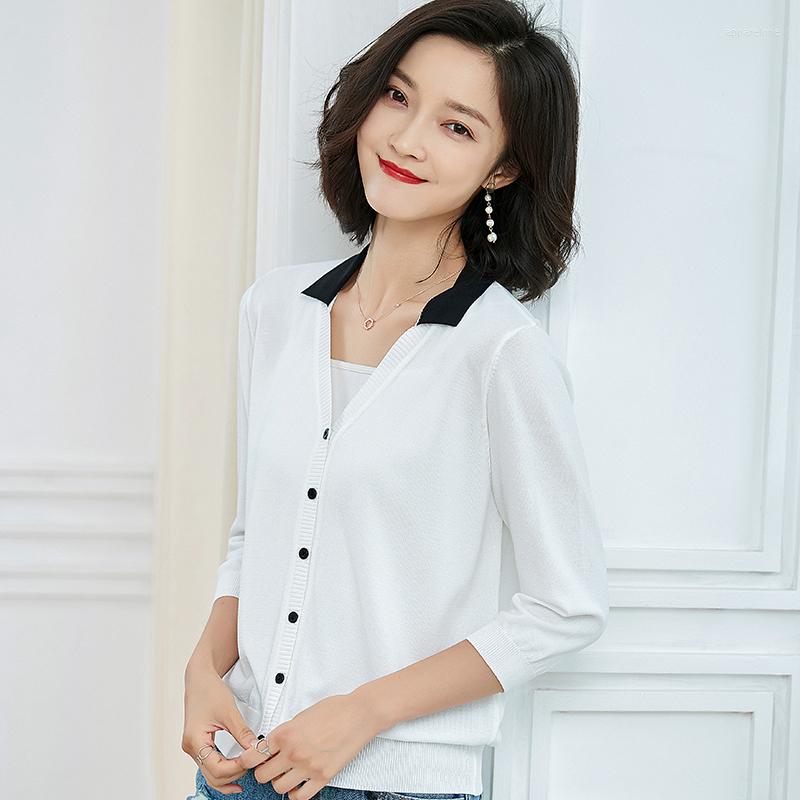 

Women's Knits Arrival Summer & Spring Lady Leisure Style Knitwear Elegant Female V-Neck Linen Cotton Knit Cardigan, Green