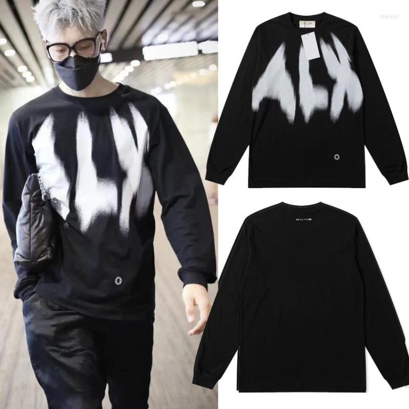 

Men' T Shirts ALYX-1017-9SM Men' T-shirt Graffiti Inkjet Function Loose Women' Long Sleeve High Street Fashion Top, Black