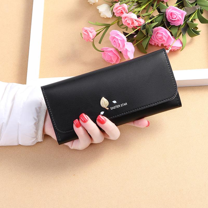 

Wallets Woman's Wallet Long No Zipper Bow Brand Leather Coin Purses Tree Leaf Clutch Female Money Bag Holder 564, 564green