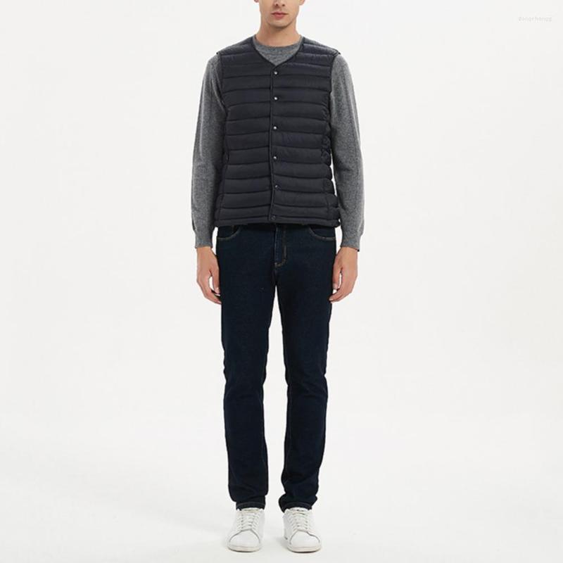 

Men's Vests Trendy Men Coat Solid Color V Neck Windproof Winter Waistcoat Soft For Trip, Black