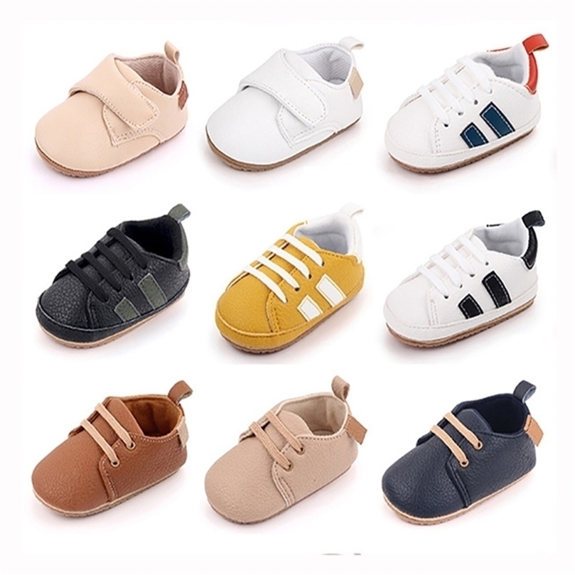 

First Walkers Retro Leather Baby Shoes born Boy Girl Multicolor Toddler Rubber Sole Antislip Infant Moccasins 221107, Golden