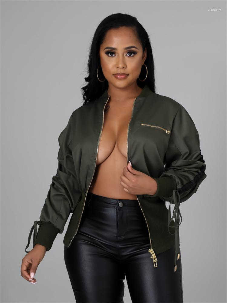 

Women' Jackets Habbris Autumn Solid Corset Bomber Jacket Casual Outfit For Women 2022 Long Sleeve Zip Up Female Fashion Jakcet, Black