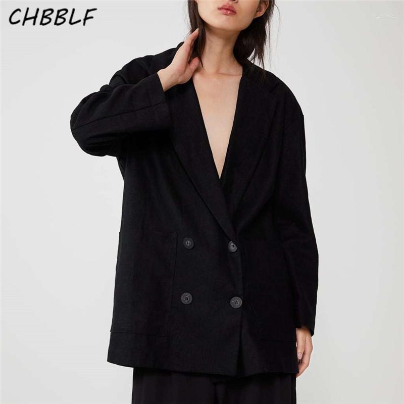 

Women' Suits CHBBLF Women Stylish Formal Blazer Double Breasted Long Sleeve Pockets Coat Female Office Wear Wine Red Chic Tops DFT27358, Black