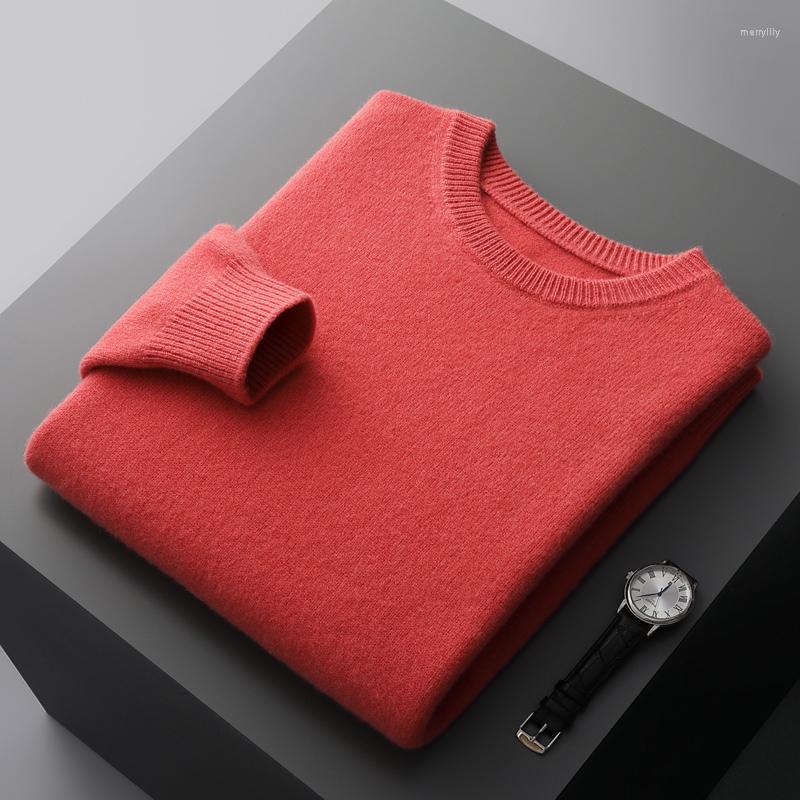 

Men' Sweaters Merino Wool Sweater Men' Round Neck Thickened Top Autumn And Winter Solid Color Knitted Pullover 1802-120, Black