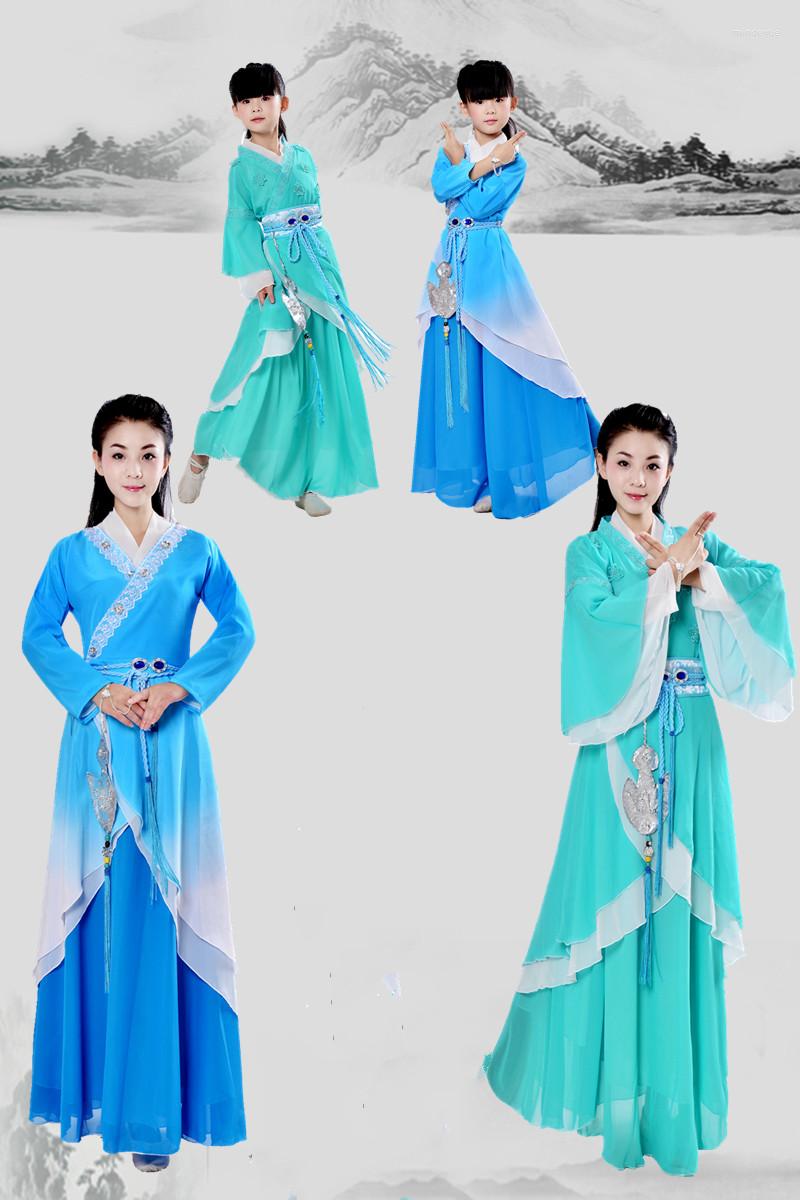 

Stage Wear Design Ancient Chinese Costume Hanfu Dresses Traditional For Women Girls Drama Clothing, Green and white