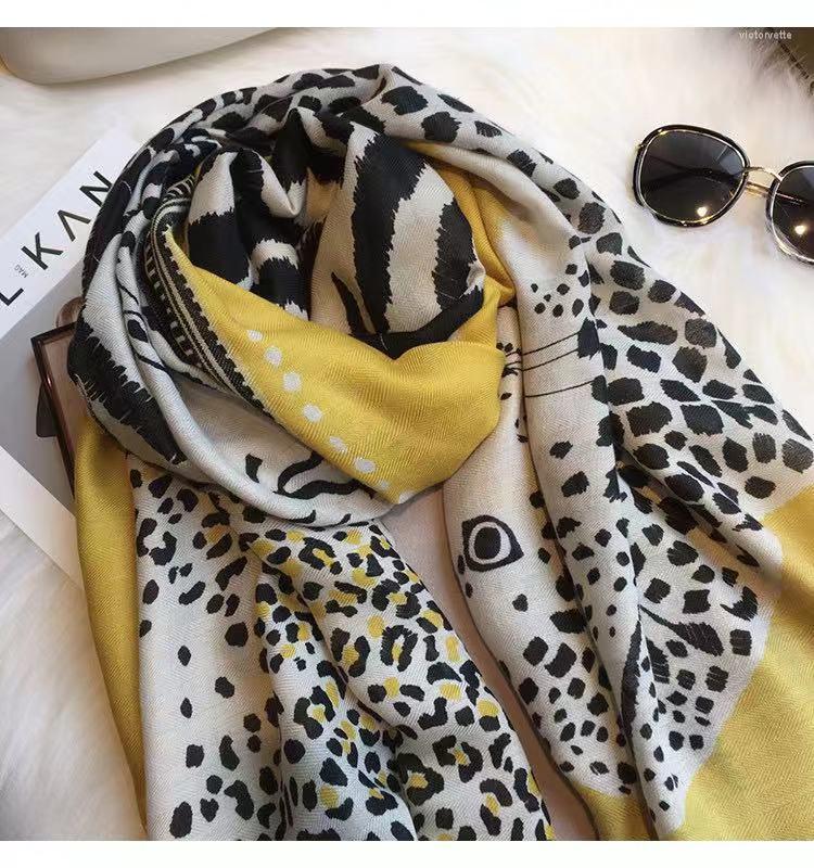 

Scarves 2022 Woman Scarf Big Hijab Natural Animal Leopard Print Women's Fashion