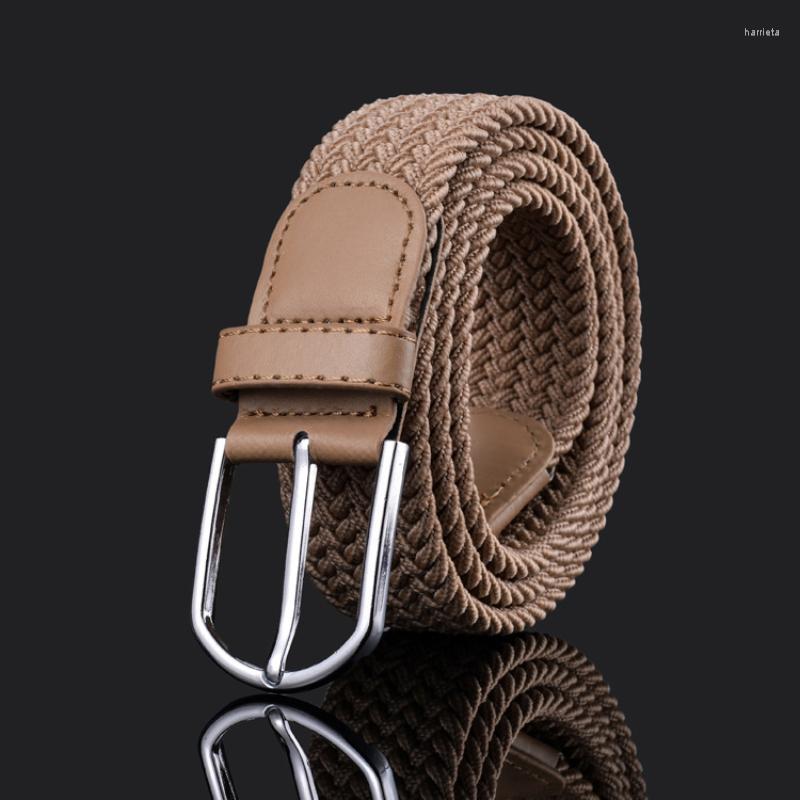 

Belts Men And Women Woven Waistbands Non Perforated Elastic Male Students Young People Leisure Needle Buckle Trouser, Black