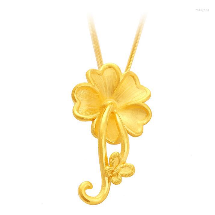 

Pendant Necklaces ARRIVAL REAL 24K YELLOW GOLD FLOWER 3D 3.23G
