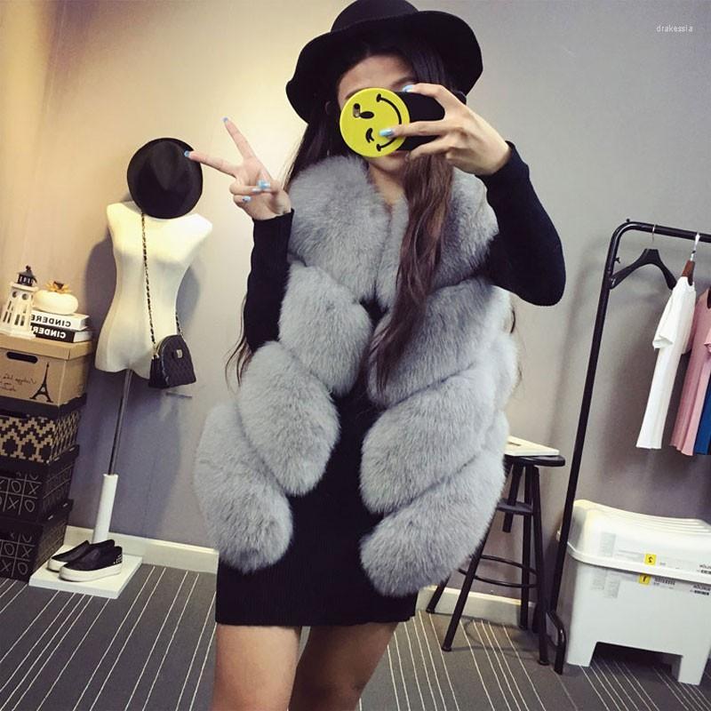 

Women' Fur Woman Faux Vest Winter Female Solid Color V-neck Fake Furry Slim Vests Ladies Sleeveless Waistcoats 3XL Q255, White