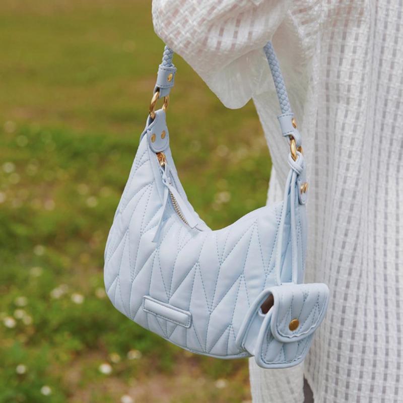 

Evening Bags Fashion Korean Shoulder Crossbody Bag Women Rhombic Pleated Elegant Messenger Designer Summer Underarm Handbags Purse, White