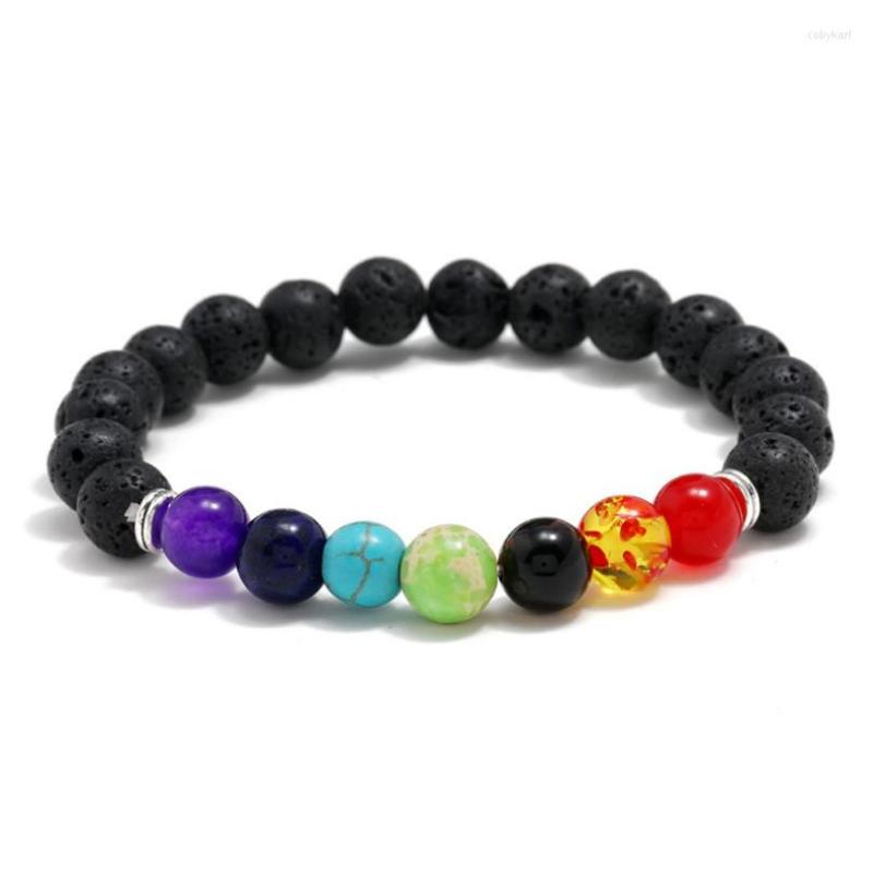 

Strand Fashion Men Women Natural Healing Energy Bracelet Wrap Colorful Bead Chakra Lava Stone Yoga Bangle Tibetan Buddha Prayer Jewelry