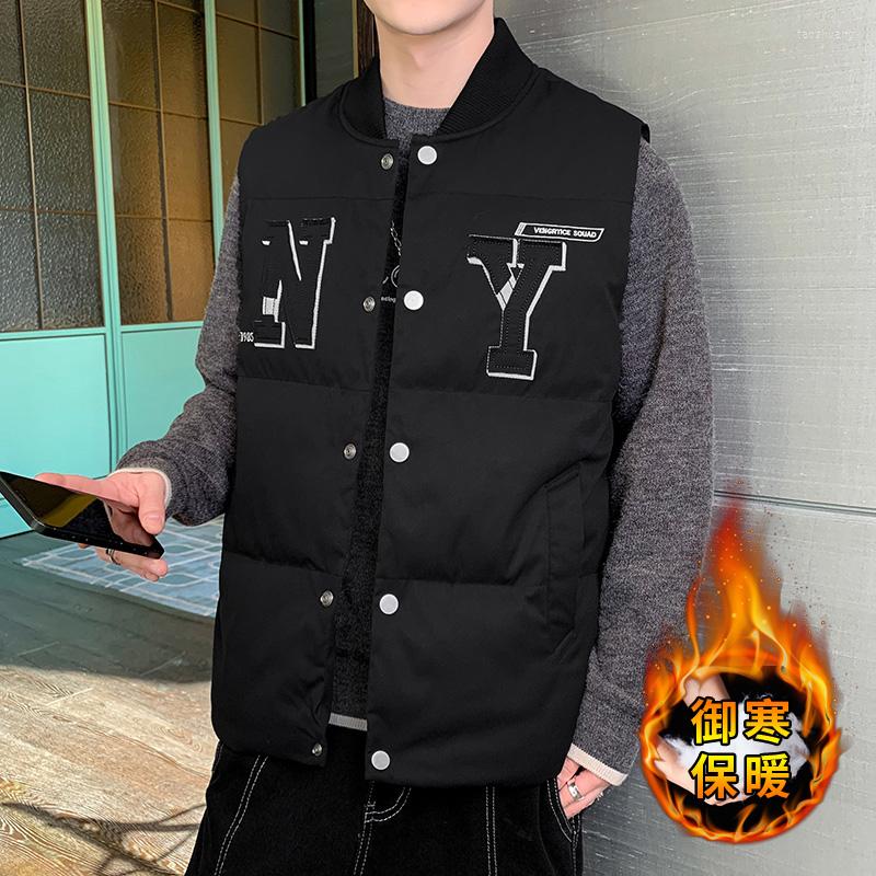 

Men's Vests HAWAIFISH Men's Down Cotton Vest Warm Outerwear Waterproof Sleeveless Jacket Parka Type Coat Winter Baseball Collar, Green