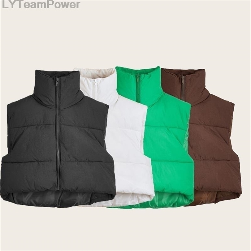 

Womens Vests Puffy Vest Women Zip Up Stand Collar Sleeveless oversized Lightweight Padded Cropped Puffer Quilted Vest Winter Warm Coat Jacket 221107, Brown