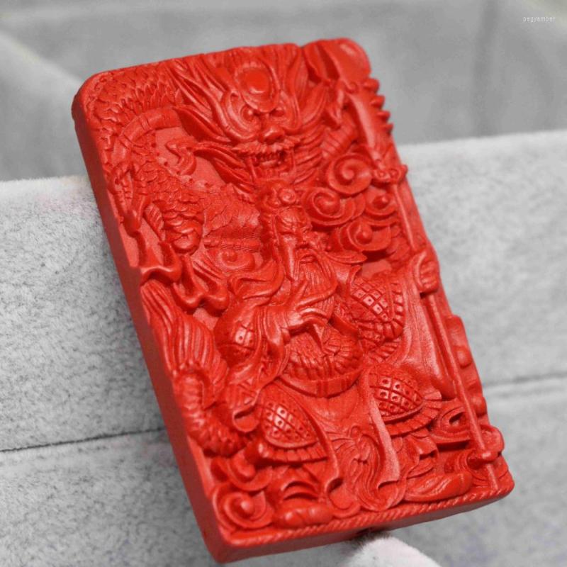 

Pendant Necklaces Vintage Synthetic Red Cinnabar Carved Guangong Lucky Pendants Fit Diy Chain Necklace Beauty Fashion Jewelry 38 58mm B1551