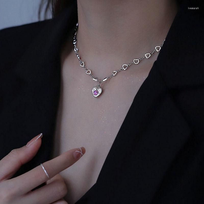 

Chains French Diamond Love Necklace Female Summer Light Luxury Niche Design Sense Clavicle Chain Style Titanium Steel Non-Fading